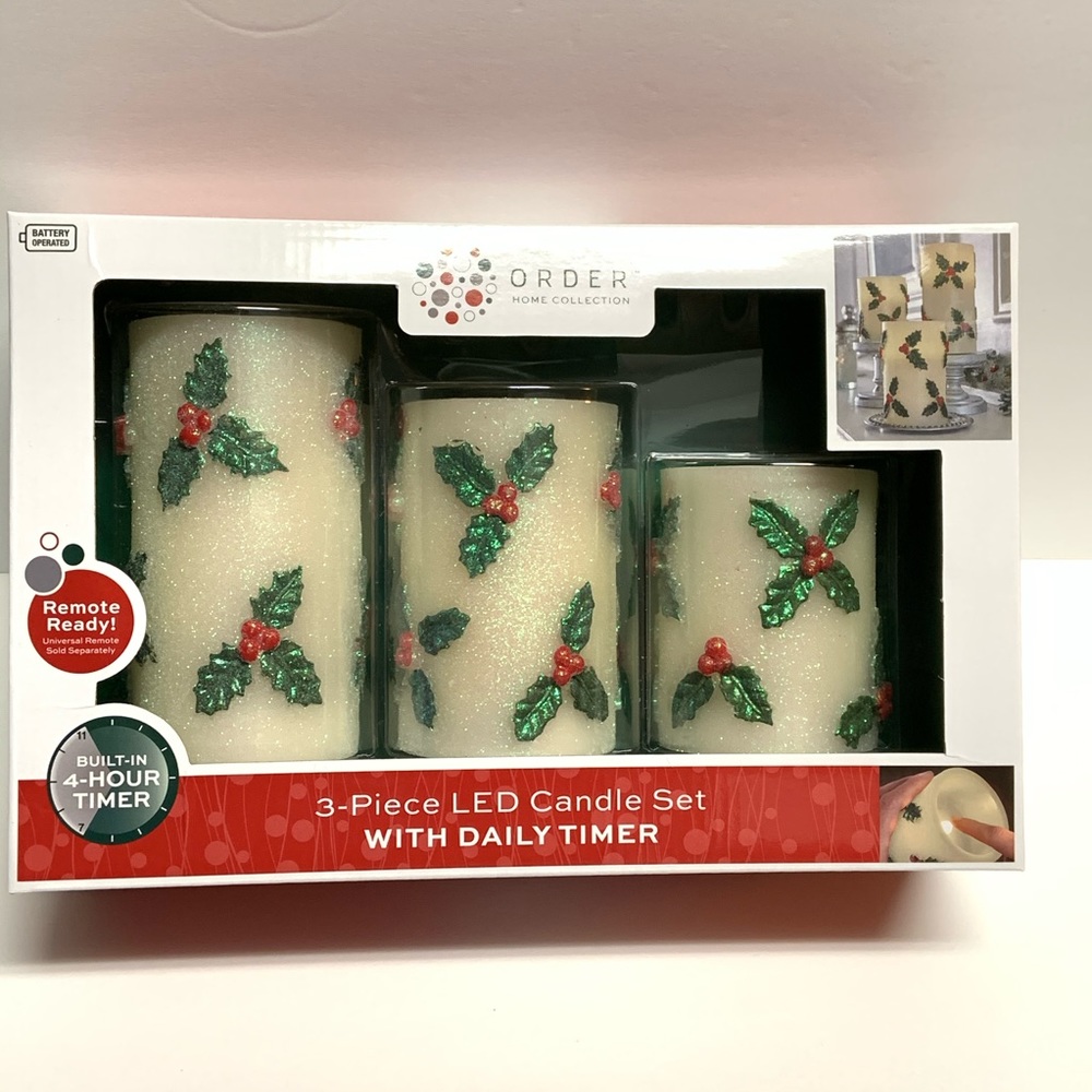 Home Collection 3 Piece LED Candle Set Wit…